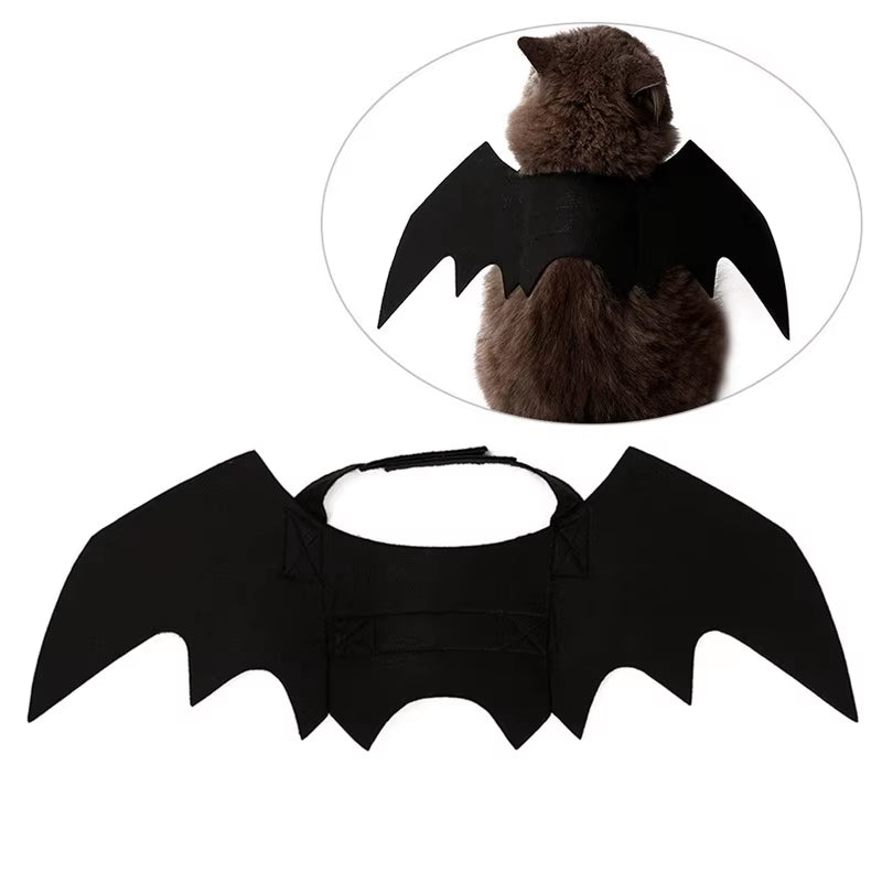 Creative Halloween Cute Pet Clothes Black Bat Wings Harness Costume Halloween Cosplay Cat Dog Halloween Party for Pet Supplies