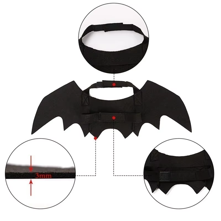 Creative Halloween Cute Pet Clothes Black Bat Wings Harness Costume Halloween Cosplay Cat Dog Halloween Party for Pet Supplies