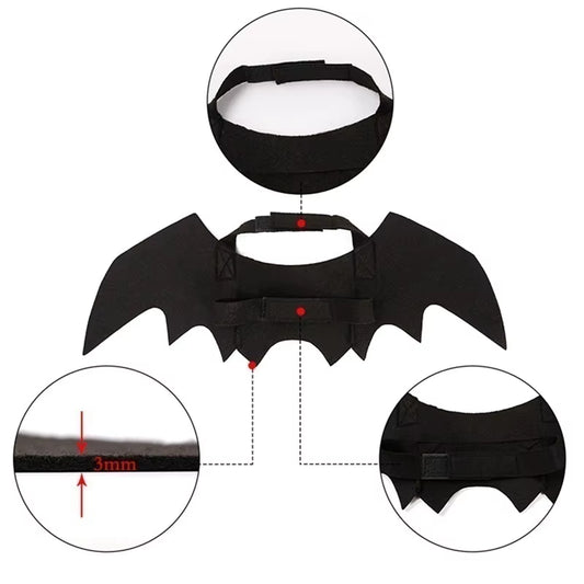 Creative Halloween Cute Pet Clothes Black Bat Wings Harness Costume Halloween Cosplay Cat Dog Halloween Party for Pet Supplies