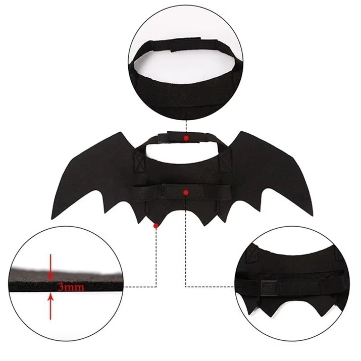 Creative Halloween Cute Pet Clothes Black Bat Wings Harness Costume Halloween Cosplay Cat Dog Halloween Party for Pet Supplies